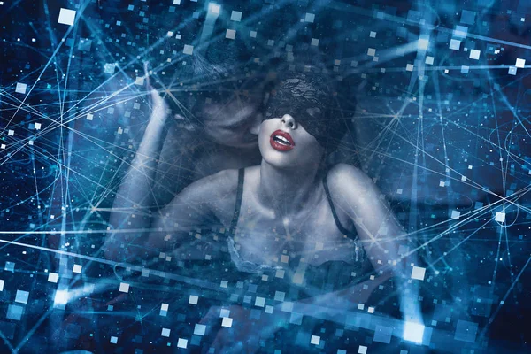 Futuristisch online seks concept met connecties — Stockfoto