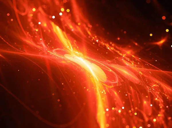 Fiery glowing new technology flow in space — Stock Photo, Image