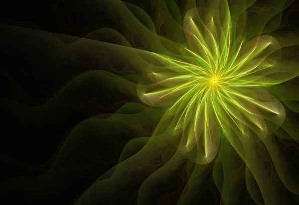 Magiczna Żółta Świecąca Gwiazda Strachu Komputerowo Generowany Abstrakcyjny Szablon Okładki — Zdjęcie stockowe
