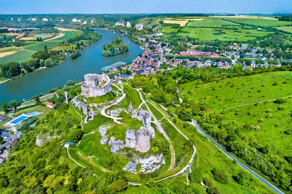 Chateau Gaillard, a ruined medieval castle in Les Andelys town - Normandy, France — Stock Photo, Image