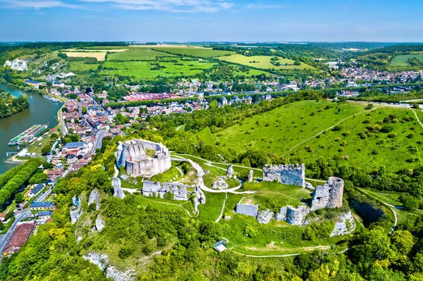 Chateau Gaillard, a ruined medieval castle in Les Andelys town - Normandy, France — Stock Photo, Image