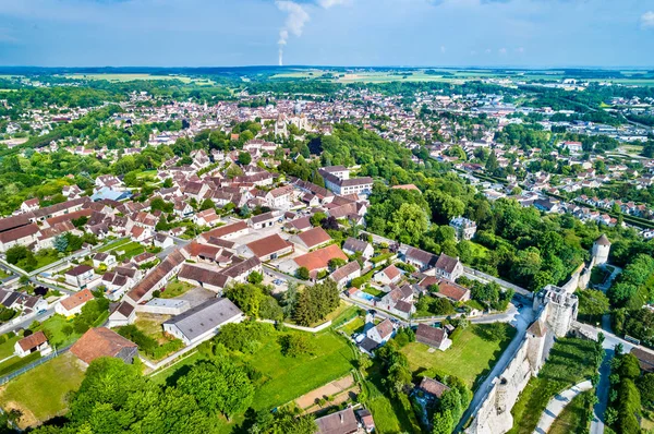 Luchtfoto van Provins, stad van middeleeuwse beurzen en een Unesco World Heritage Site in Frankrijk — Stockfoto