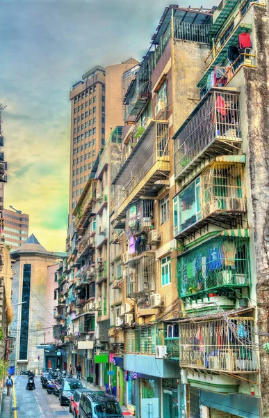 Silhuett av Macau, en före detta Portugisiska kolonin, nu ett autonomt område i Kina — Stockfoto