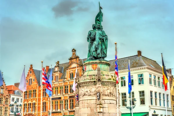 Socha Jan Breydel a Pieter de Coninck v Bruggách, Belgie — Stock fotografie