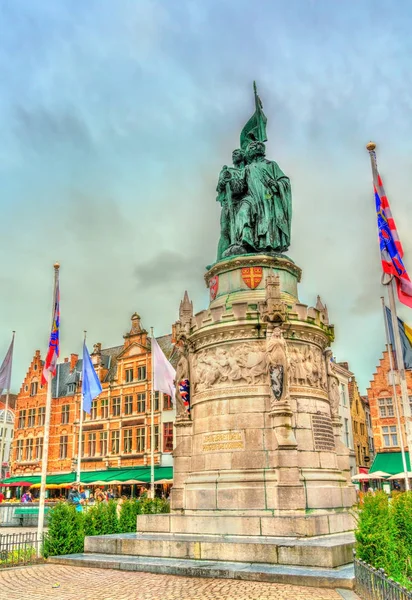 Socha Jan Breydel a Pieter de Coninck v Bruggách, Belgie — Stock fotografie