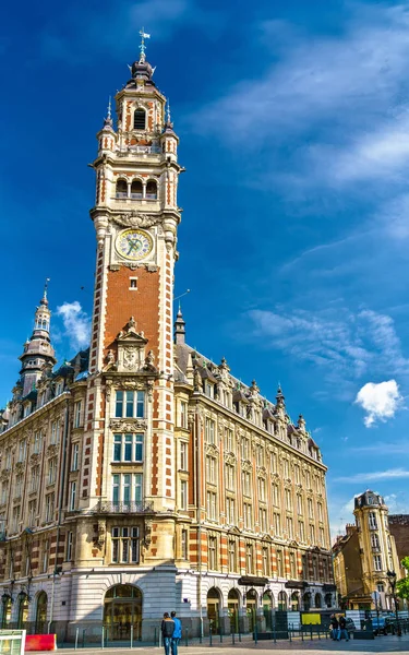 Belfry of the Chamber of Commerce. A historic building in Lille, France — Stock Photo, Image