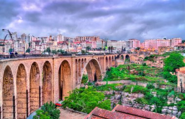 The Sidi Rached Viaduct across the Rhummel River Canyon in Constantine, Algeria clipart