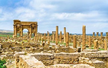 Timgad, Cezayir bir Roma-Berber şehir kalıntıları.
