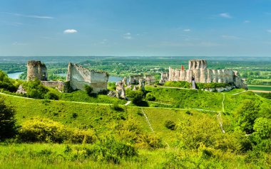 Chateau Gaillard, yıkık bir ortaçağ kalesi Les Andelys Town - Normandy, Fransa