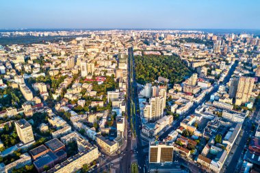 Kiev, Ukrayna Taras Şevçenko Bulvarı havadan görünümü