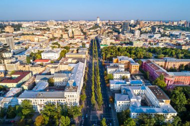 Kiev, Ukrayna Taras Şevçenko Bulvarı havadan görünümü