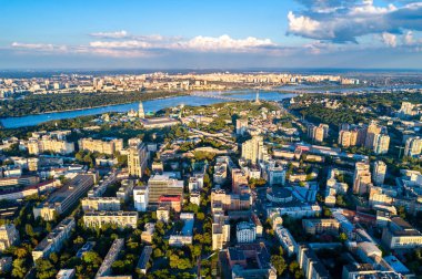 Ukrayna, Kiev 'in merkezi bir mahallesi olan Pechersk' in hava manzarası