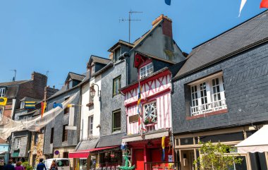 Honfleur geleneksel evlerde. Normandy, Fransa