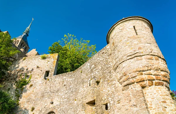 Mont Saint Michel Ünlü Adası Abbey Normandy Fransa Için Görünümünü — Stok fotoğraf