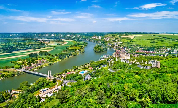 Chateau Gaillard med floden Seine i Les Andelys kommun - Normandie, Frankrike — Stockfoto