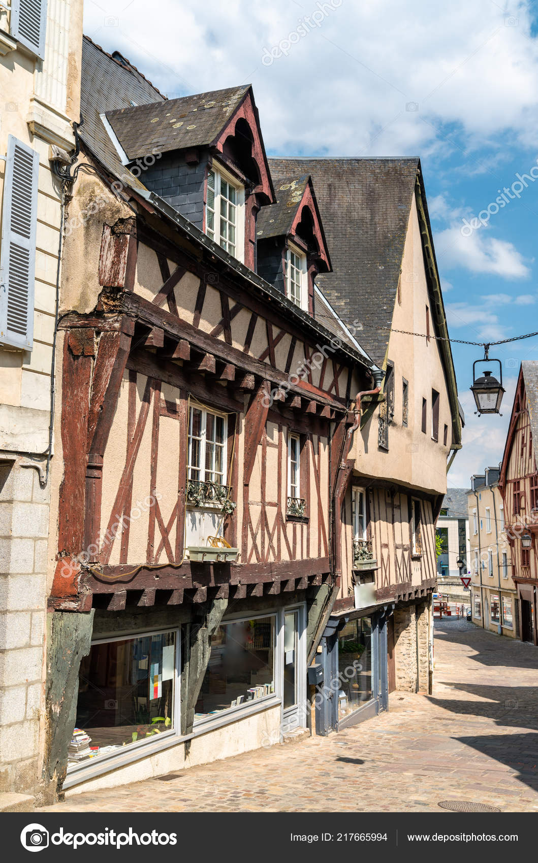 Traditional timbered house in Laval, France Stock Editorial Photo
