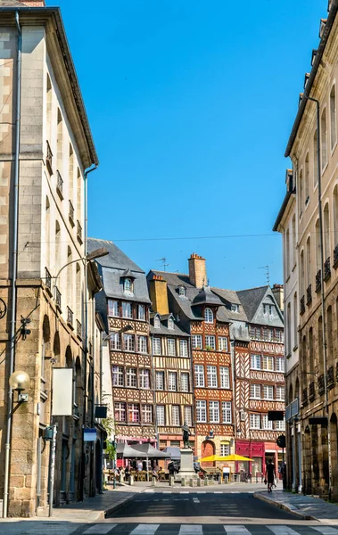 Tipici Edifici Francesi Nel Centro Della Città Rennes Bretagna — Foto Stock