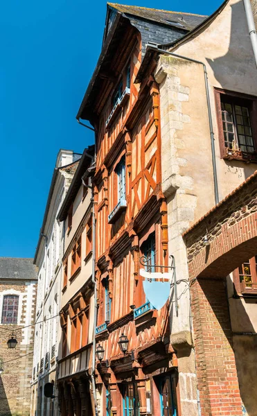 Tradisional Rumah Setengah Timbered Kota Tua Rennes Brittany Prancis — Stok Foto