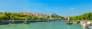 Lyon Fransa Rhone nehirde yukarıda Panoraması
