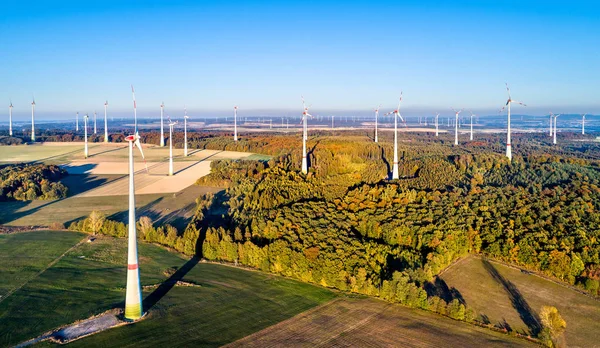 Vista aérea de un parque eólico en Alemania — Foto de Stock