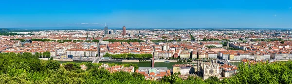 Lyon Fourviere Tepesi'nden Panoraması. Fransa — Stok fotoğraf