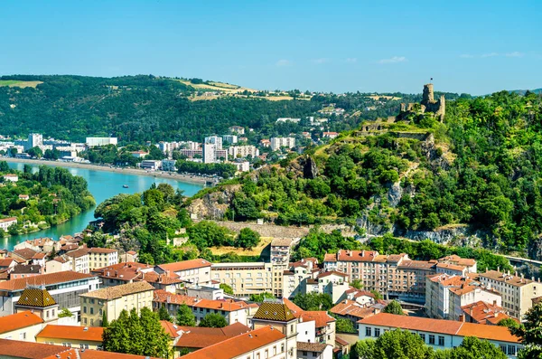 Aerial view of Vienne with its castle. France — Stock Photo, Image