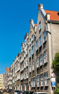 Gdansk, Polonya'nın tarihi merkezinde binalar