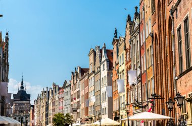 Gdansk, Polonya'nın tarihi merkezinde binalar