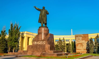 Volgograd, Rusya Lenin meydanında Vladimir Lenin anıt