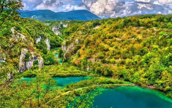 Pohled do národního parku Plitvická jezera v Chorvatsku — Stock fotografie