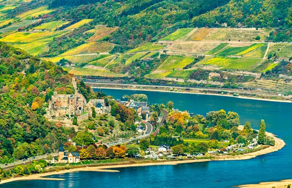 Castello di Reichenstein nella gola del Reno, Germania — Foto Stock