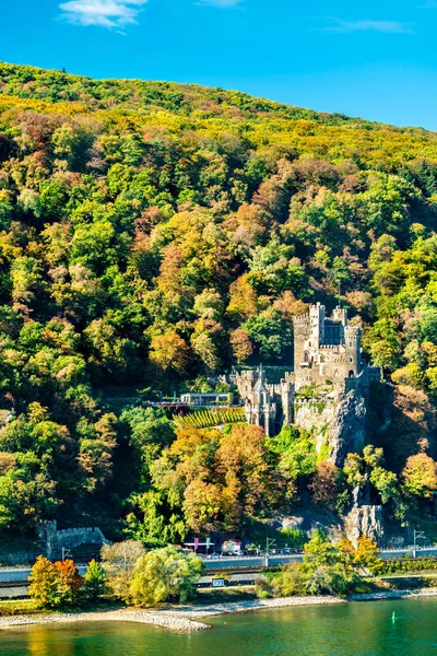 Hrad Rheinstein Rýna rokle, Německo — Stock fotografie