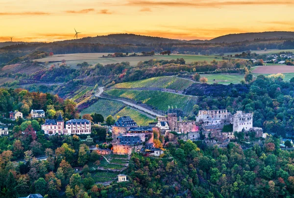 Kastil Rheinfels di atas sungai Rhine di Sankt Goar, Jerman — Stok Foto