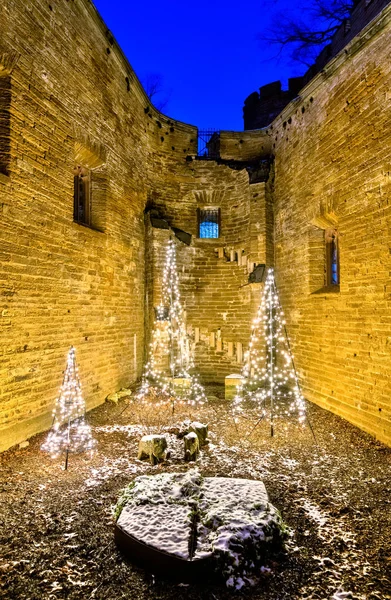 Kerstbomen Hohenzollern kasteel in Duitsland — Stockfoto