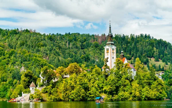 Church of the Assumption of Mary on Bled Island in Slovenia — Stock Photo, Image