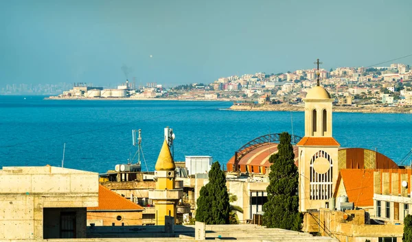 Skyline of Sidon town in Lebanon — Stock Photo, Image