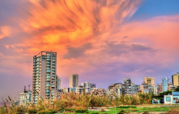 Zonsondergang in Beiroet in Libanon — Stockfoto