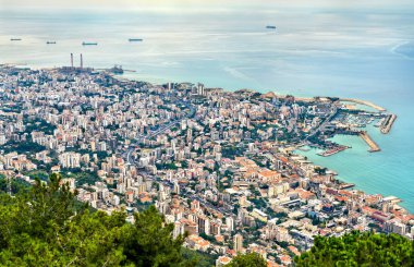 Jounieh Lübnan'daki havadan görünümü