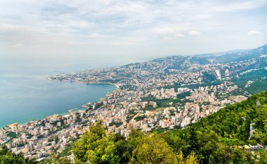 Jounieh Lübnan'daki havadan görünümü