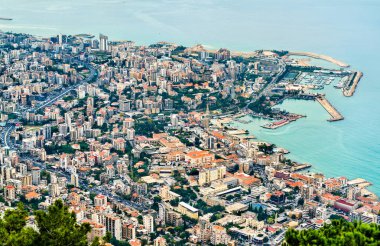 Jounieh Lübnan'daki havadan görünümü