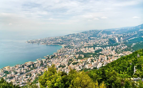 Luftfoto af Jounieh i Libanon - Stock-foto