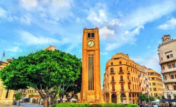 Πύργος του ρολογιού στην πλατεία Nejmeh στο κέντρο της Βηρυτού, Λίβανος — Φωτογραφία Αρχείου