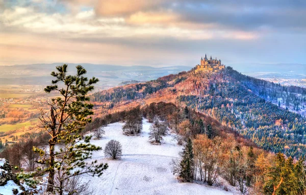 Pemandangan musim dingin Kastil Hohenzollern, Jerman — Stok Foto