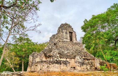Meksika'da Chicanna bir Maya piramidi kalıntıları