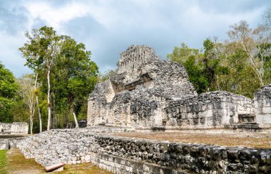 Meksika'da Chicanna bir Maya piramidi kalıntıları