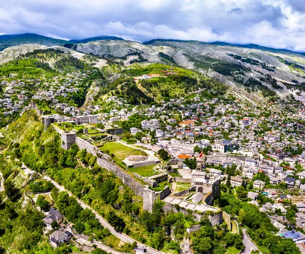 Aerial view of Gjirokaster Fortress in Albania — Stock Photo, Image