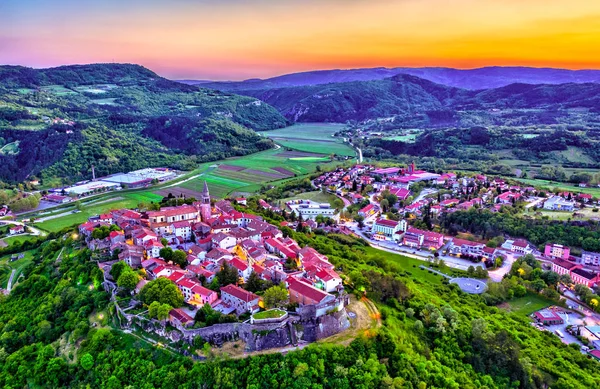 Veduta aerea della città di Buzet in Istria, Croazia — Foto Stock