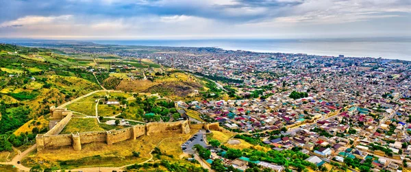 Vue Aérienne Citadelle Naryn Kala Derbent Patrimoine Mondial Unesco Daghestan — Photo