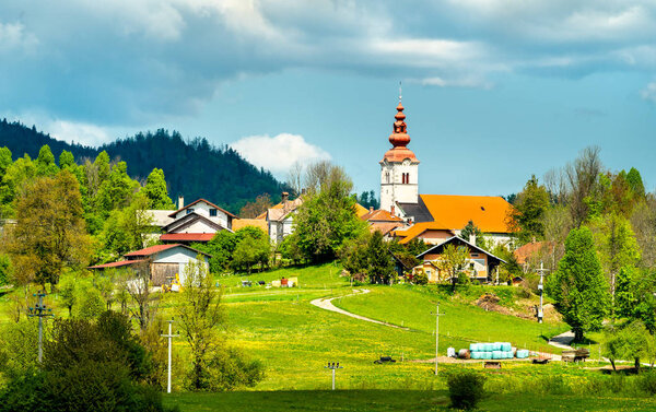 Typical slovenian church in the village of Gorice
