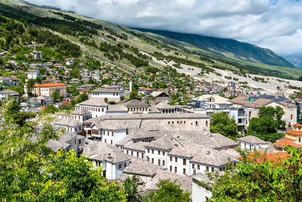 Aerial view of Gjirokaster town in Albania — Stock Photo, Image